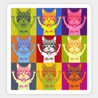 Pop Art Surreal Meow Cat Head Sticker